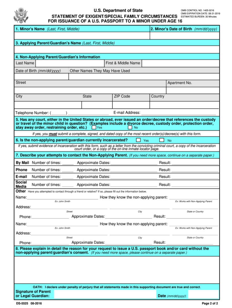 2016 2020 Form DS 5525 Fill Online Printable Fillable