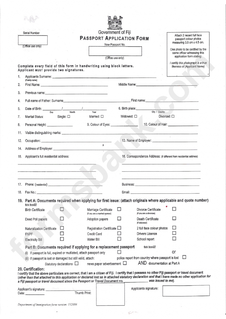 Passport Application Form Printable Pdf Download