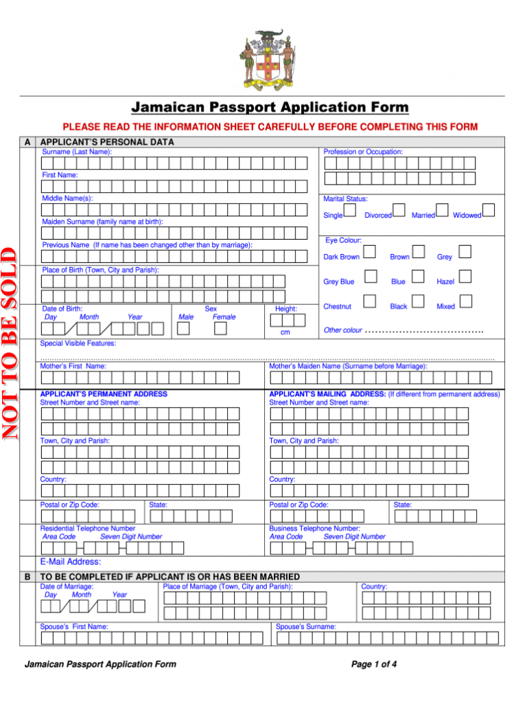 Renewal Of Jamaican Passport Fill Online Printable