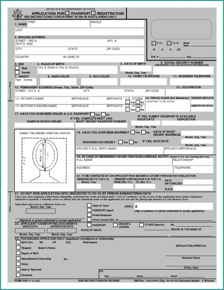 United States Passport Renewal Forms Form Resume