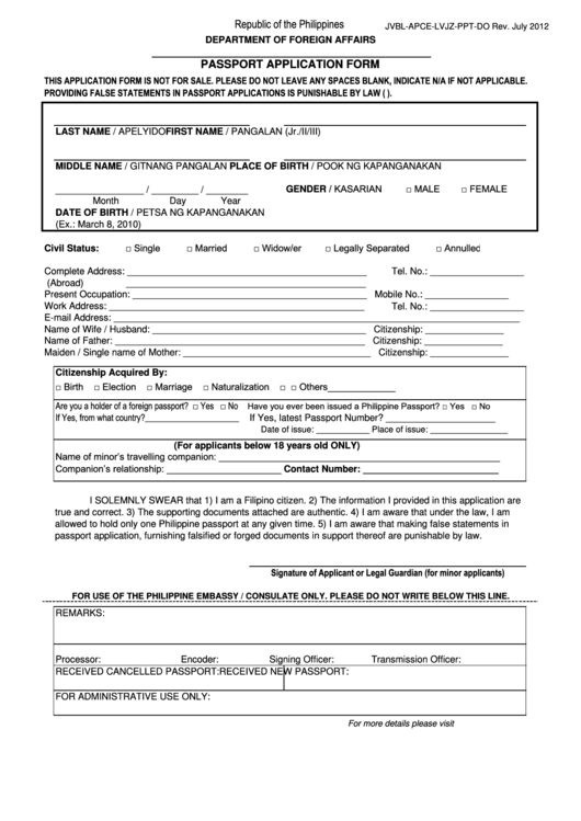 Application Form For Passport Online Philippines Australian 