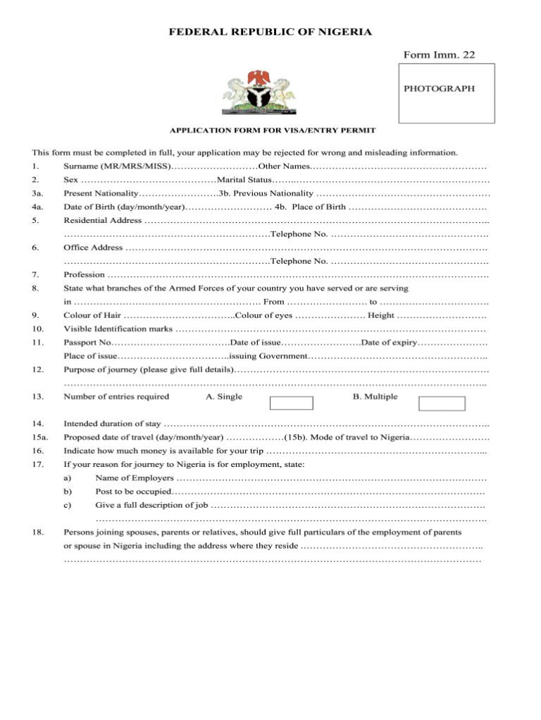 Application Of Nigeria Passport Fill Online Printable Fillable