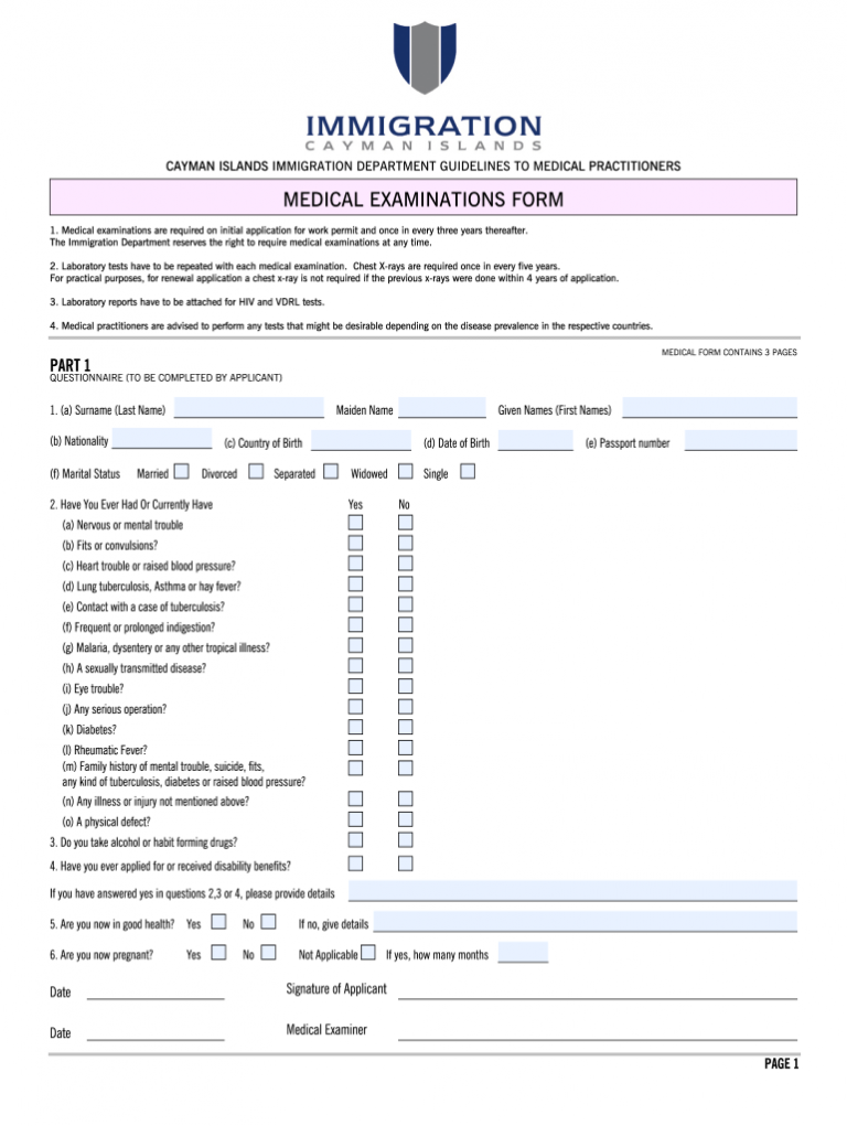 Cayman Medical Form The Form In Seconds Fill Out And Sign Printable