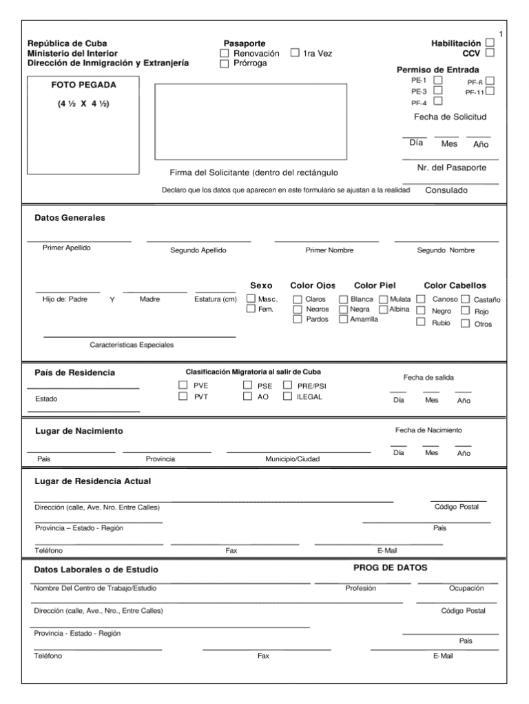 Cuban Passport Renewal Fill Online Printable Fillable Blank