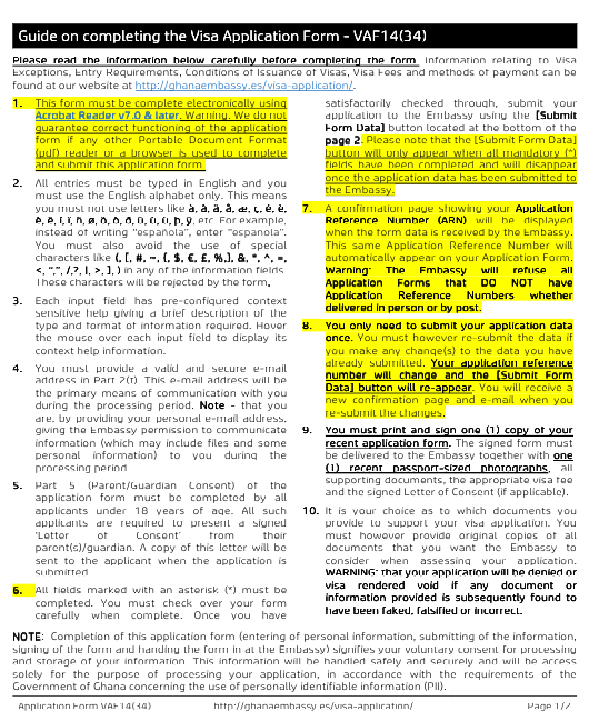 Form VAF14 34 Download Fillable PDF Or Fill Online Ghanaian Visa 