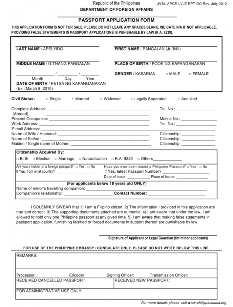 Passport Application Form Editable Pdf Printable Form 2022