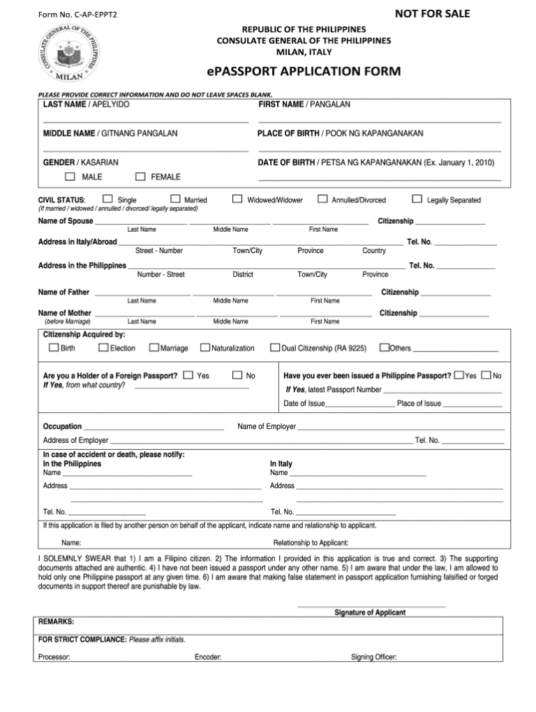 Passport Application Form Fill Online Printable Fillable Blank