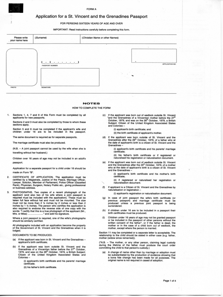 St Vicent Passport Form 2020 2022 Fill And Sign Printable Template