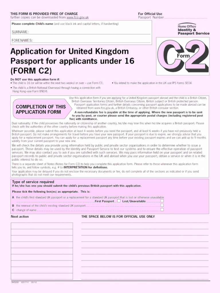 Uk Passport Application Form Pdf